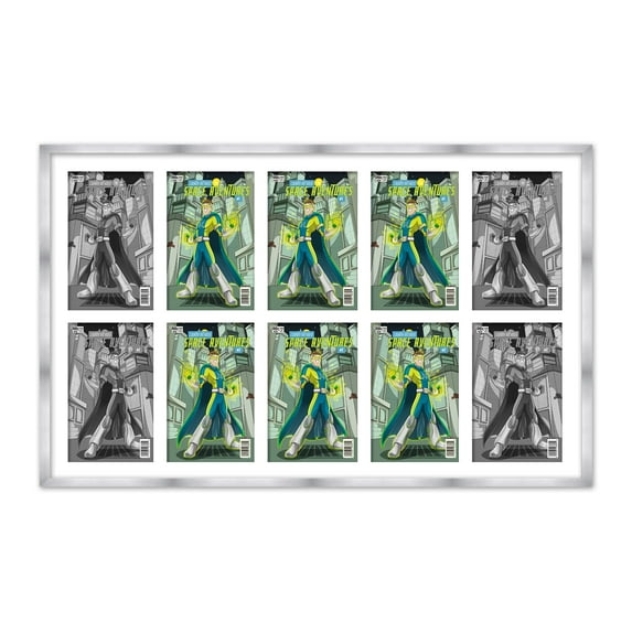 10 Comic Book Frame Silver Collage Comic Book Frame with White Mat to Display 10 Golden Age Comic