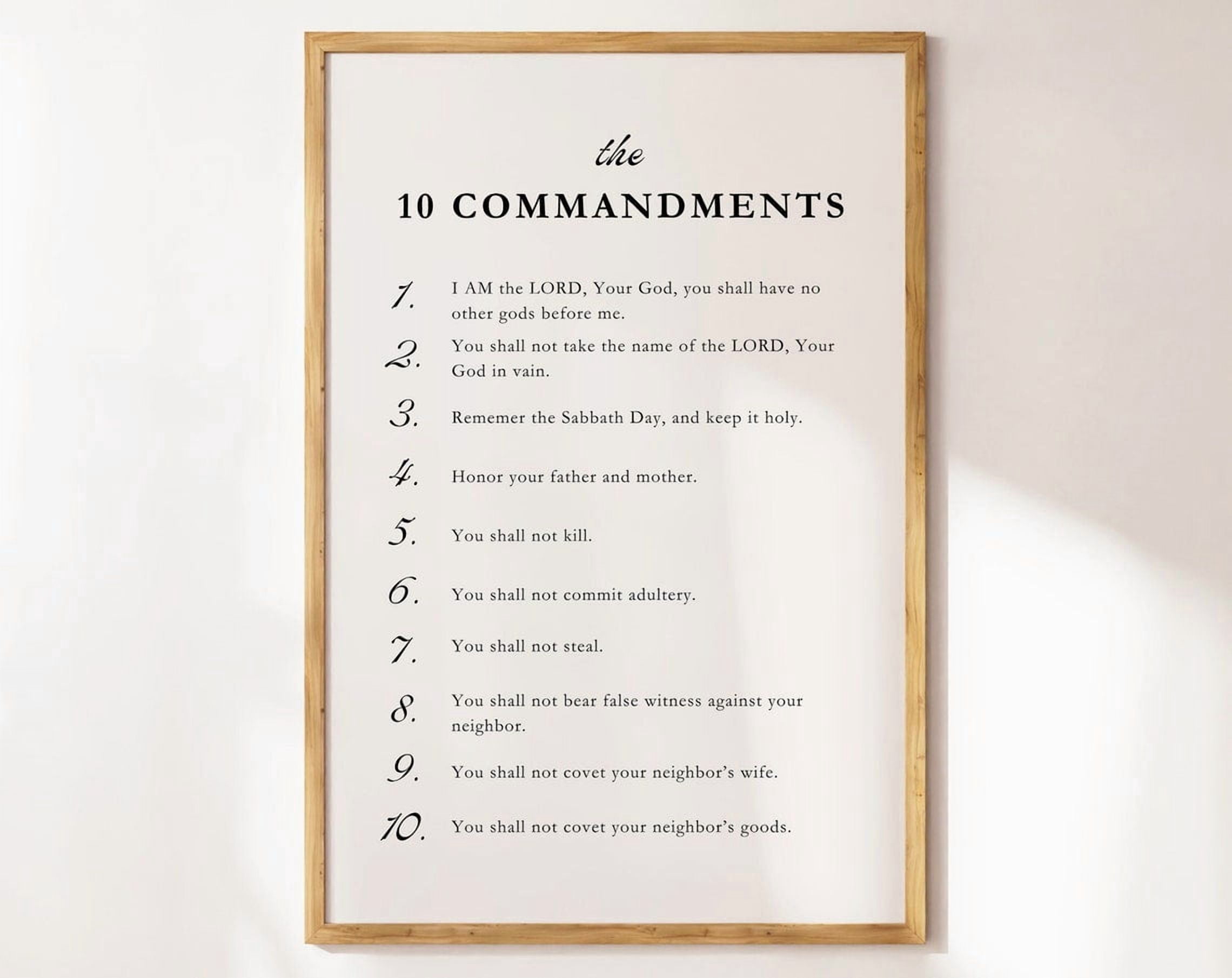 Ten Commandments Scripture Drawing The 10 Commandments Art Bible Verse Wall Decor Christian Wall Art ...
