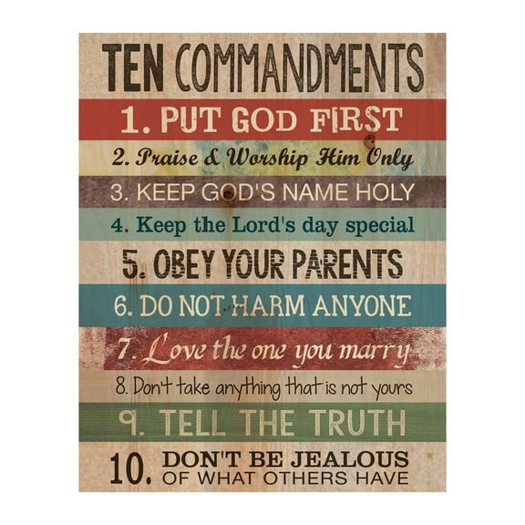 10 Commandments Christian Wall Art Print - Inspirational Bible Poster for Kids, Home, Office, Church & Sunday School Decor Poster Print for Religious Education & Room Decor