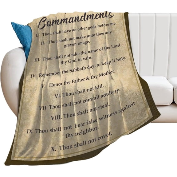 The 10 Commandments Print Blanket The Ten Commandments Christian Bible Faith Pray Gifts Throw Blankets for Couch Sofa Bed Stuff Decor Fleece Plush Flannel Bedding for Men Women Boys Girls 60"x80"