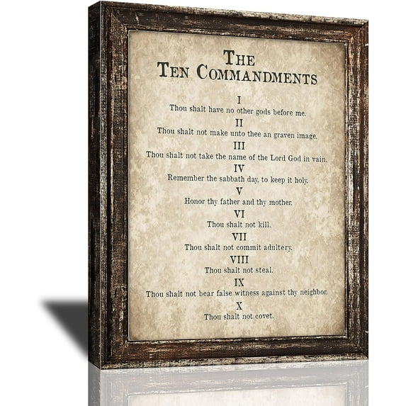 10 Commandments Wall Art Bible Verse Decor Vintage Christian Sign Christian Gifts Ten Commandments Canvas Prints Retro Religious Poster Scripture Artwork for Office Living Room Church 12"x16"