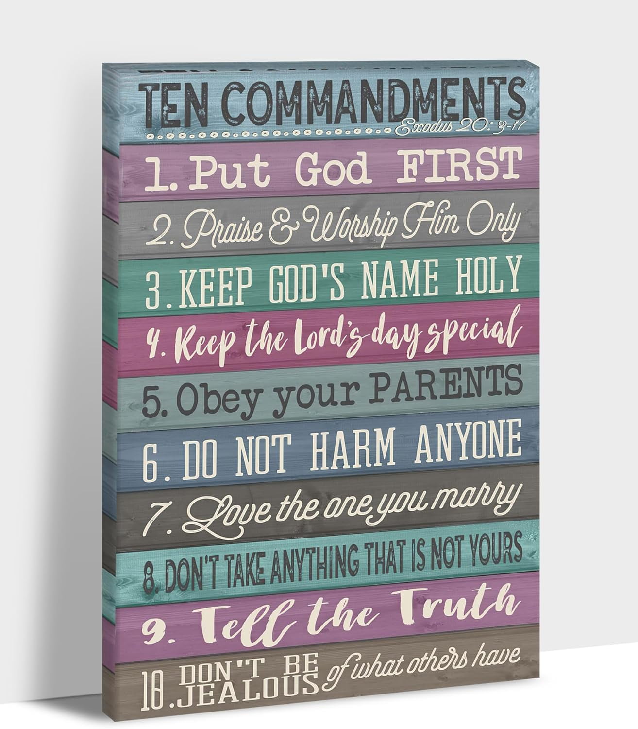 10 Commandments Wall Art Canvas, Inspirational Bible Verses Ten ...