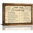 thumbnail image 1 of 10 Commandments Wall Art Motivational Ten Commandments Wall Decor Christian Canvas Painting Bible Verse Vintage Pictures Positive Quotes Artwork for Office Living Room Framed Ready to Hang 12"x16", 1 of 6