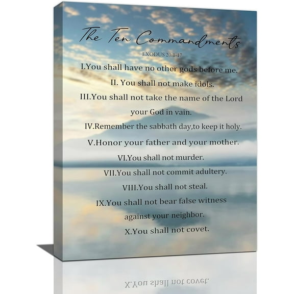 10 Commandments Wall Art Ten Commandments Coastal Wall Art Decor Bible Verses Christian Motivational Quotes Canvas Prints Painting Religious Decorations Framed Artwork for Bathroom 12''x16''