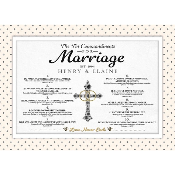 10 Commandments for Marriage | Personalized Marriage, Anniversary Gift, Wall Decor - Style D Diamond