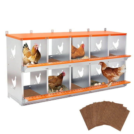 10 Compartment Chicken Nesting Boxes, Easy Egg Collection & Assembly, Metal Nesting Boxes Chicken Egg Laying Box for Hens/Ducks, Orange