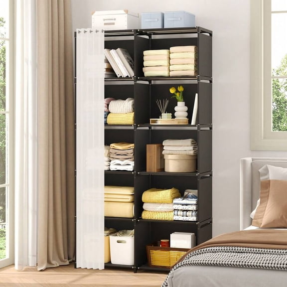 10-Compartments Simple Wardrobe, Large Capacity Wardrobe, Standalone Wardrobe, Suitable For Bedroom, Living Room, Entrance