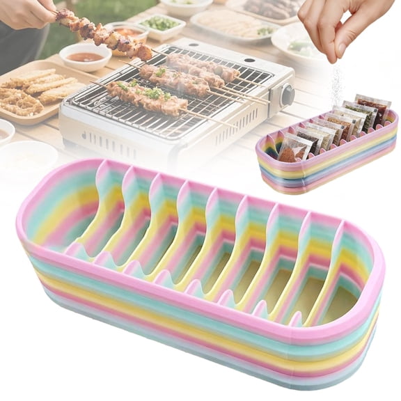 10 Compartments Storage Box 6.69x1.57 Inch Organizer for Seasonings Pens Small Accessories Craft Tray,White ,1PC ,Clearance Sale