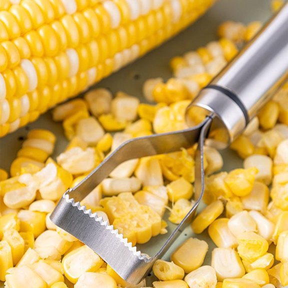 1Pc Stainless Steel Corn Stripper Tool Ergonomic Corn Thresher Kernel Remover Kitchen Gadget Corn Peeler Cutter Easy Grip Food Preparation Tool,18x3.4cm,by JASKFLY