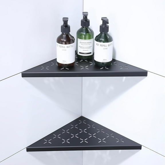10" Corner Shower Shelf, 2-Pack Shower Shelves SUS304 Stainless Steel Bathroom Shelves for Tile Walls, Recessed Corner Shelf Organizer Rack, No Drilling (Matte Black)
