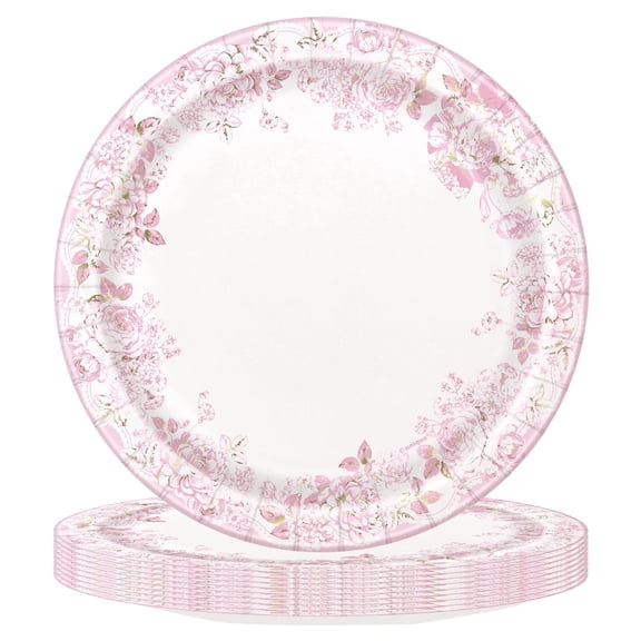 10 Count 7 Inch Light Pink Floral Party Plates by Way To Celebrate