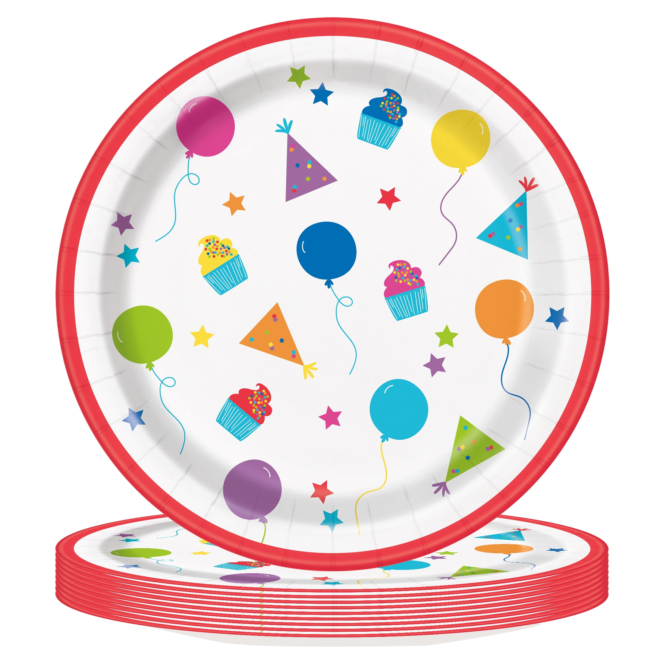 10 Count 7IN Colorful Party Multicolor Disposable Dessert Plates by Way ...