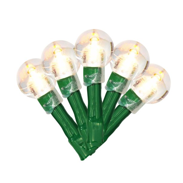10Count BatteryOperated Warm White LED Globe Christmas Lights, 4.2