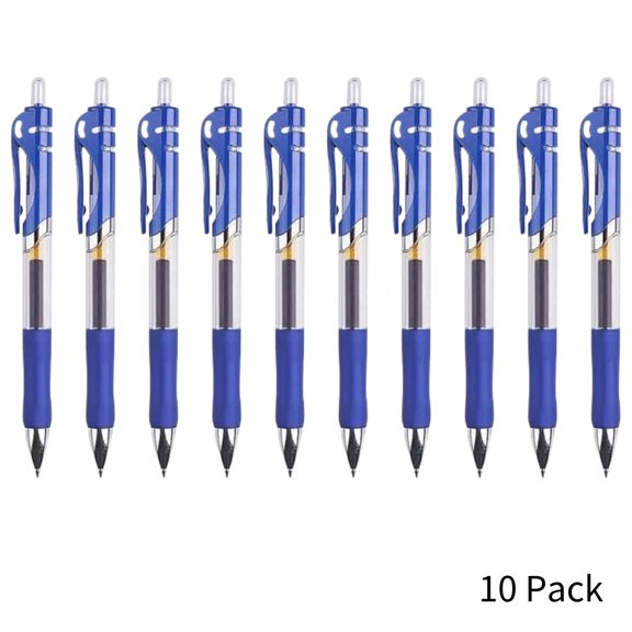 10 Count Blue Pens Ballpoint Retractable Gel Pens Fine Point Blue Gel Ink Roller Ball Pens Ink Pens Bulk for Home, Office, Journaling, Writing, Note-Taking, Teacher Supplies, Office Supplies