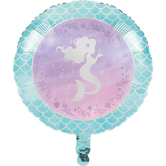 10 Count Bulk Pack Iridescent Mermaid Party Mylar Balloons