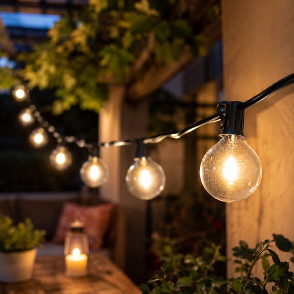 Northlight G50 Globe Indoor Outdoor Patio Lights - Clear - 9' Black Wire - 10ct
