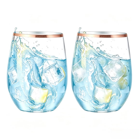 10 Count Clear Stemless Champagne Flutes, Plastic Champagne Glasses and Mimosa Glasses, 12 oz Disposable Cups for Weddings, Parties, Home and Office Use