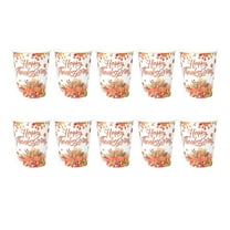 10-Count Disposable Paper Cups Thanksgiving Pumpkin Turkey Print for Party and Family Events(Multicolor)
