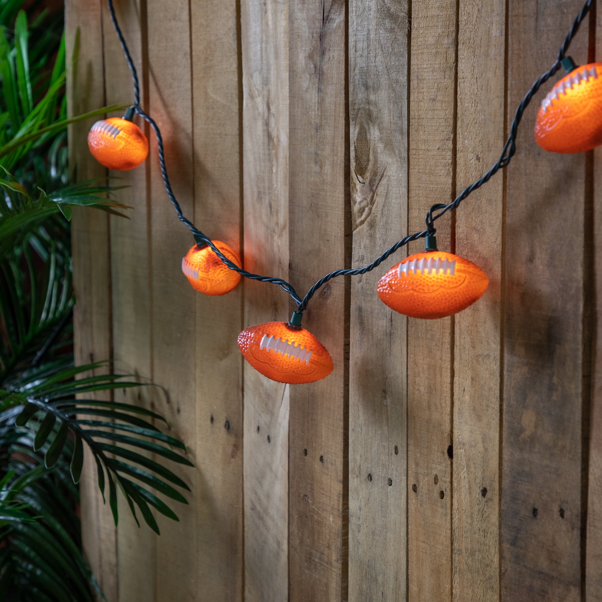 10-Count Football Patio Light Set 6ft Green Wire