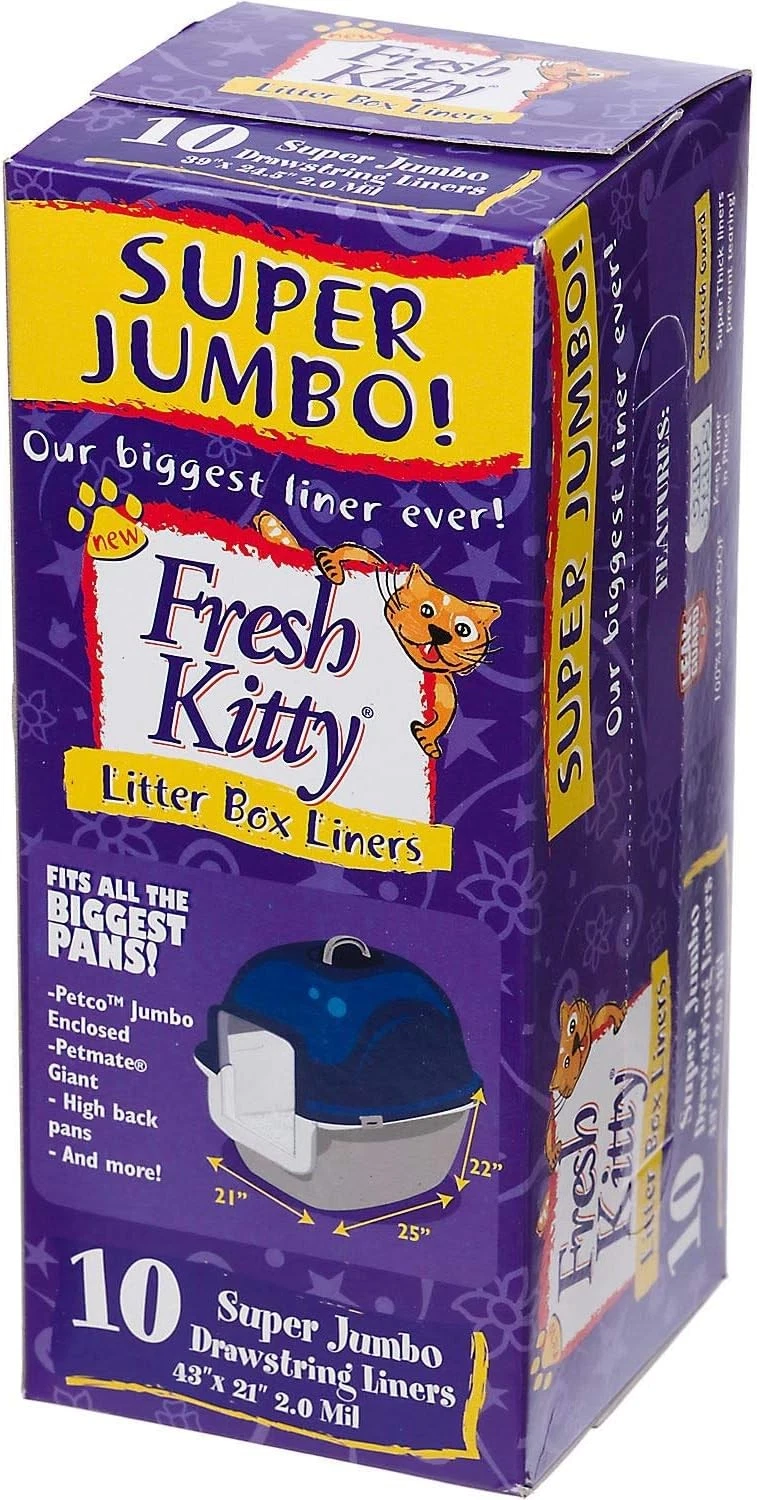 10 Count Fresh Kitty Litter Box Liners Super 1 (Pack of 10), White ...