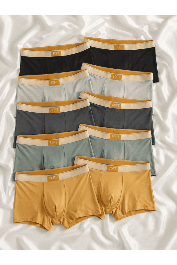 10 Count Men's Multipack Boxers, 95% Polyester 5% Spandex, 5 Trendy Pastel Tones, SOFT Waistband, High Stretch, Soft Touch, Premium Everyday Underwear for Men, XS-XXL
