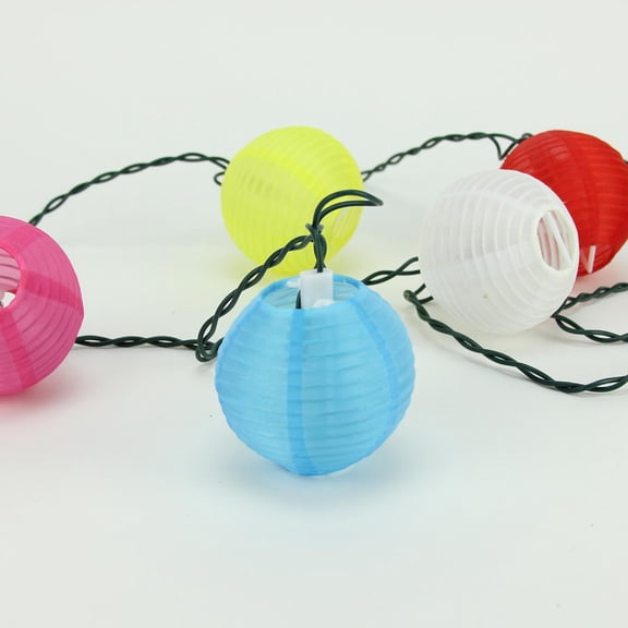 PENN 10ct Mini Chinese Lantern String Lights Multi-Color - 9' Green Wire
