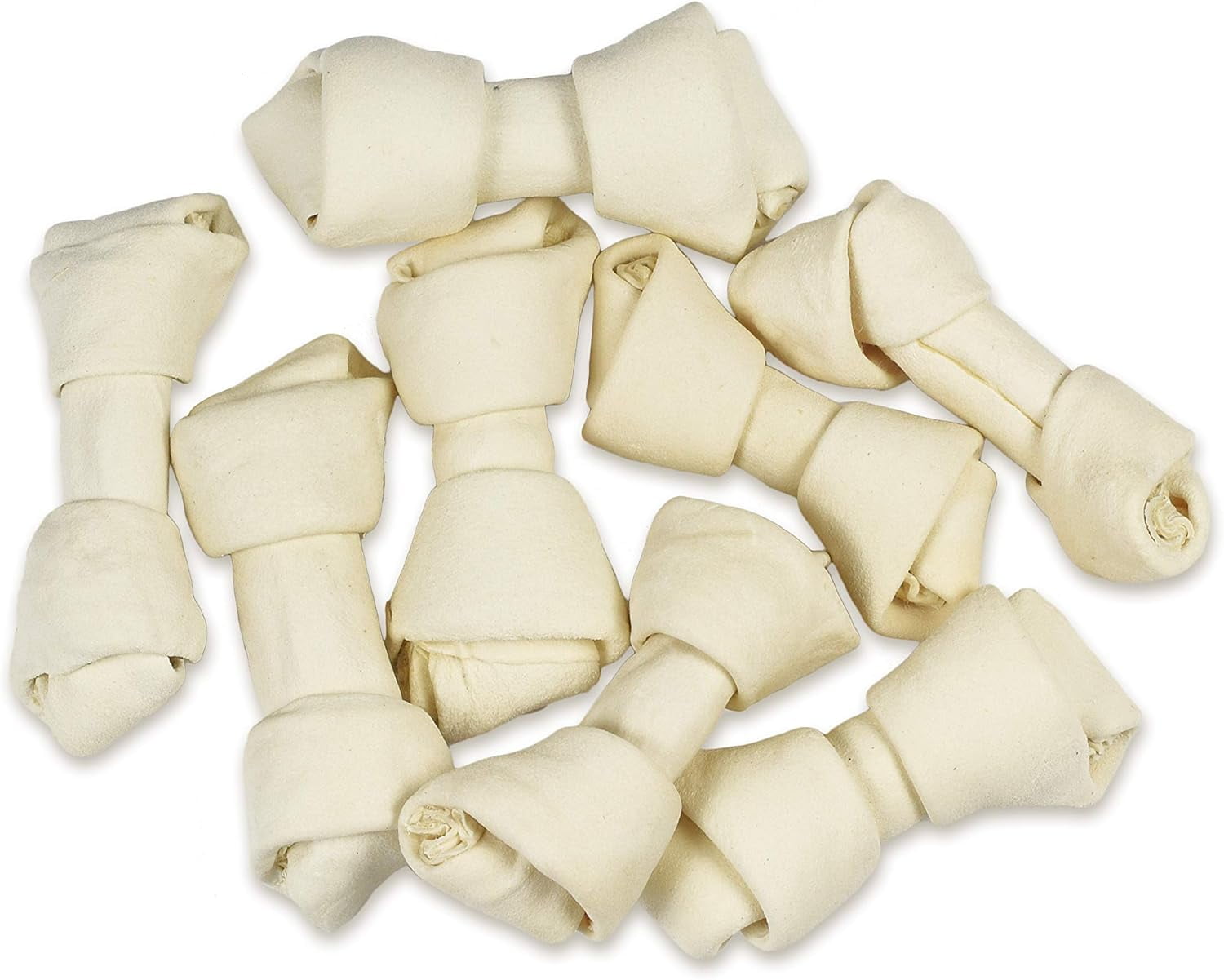 10 Count Natural Rawhide Knotted Bones for Dogs, 4.5-5 Inch, Long-Lasting Chew, Dental Care