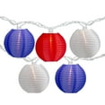 thumbnail image 1 of 10-Count Red White and Blue 4th of July Paper Lantern Lights 8.5ft White Wire, 1 of 4