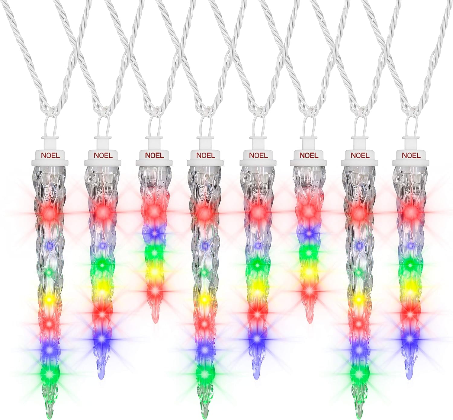 10 Count Shooting Star Multicolor LED PlugIn Christmas Icicle Lights