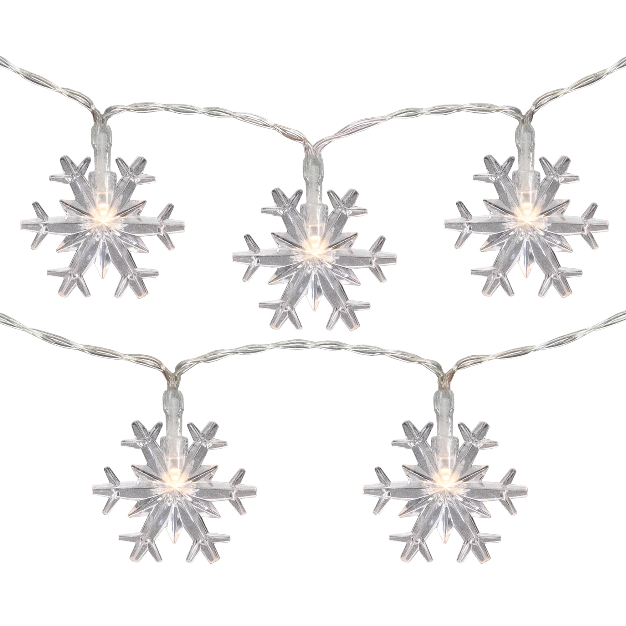 10Count Warm White LED Snowflake Christmas Fairy Lights 4.25' Copper