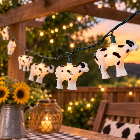 Northlight Cow Indoor Outdoor Patio Light Set - 5.75' Green Wire - 10ct