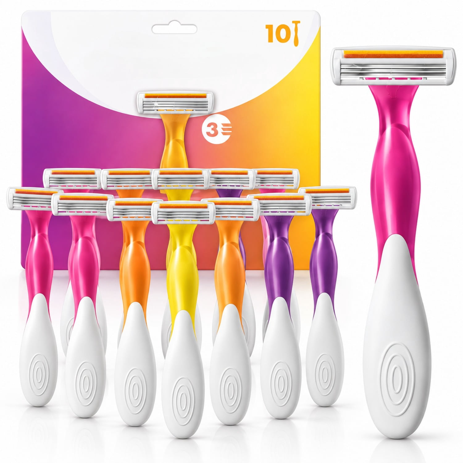 Hand Shave Razer 10 Count Women's Disposable Razors, 3-Blade Shaving Razors with Aloe ...