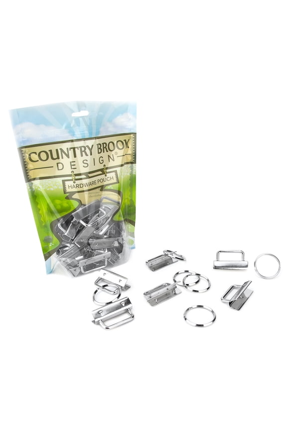10 - Country Brook Design®  1 1/2 inch Key Chain Fob Wristlet Hardware Set With Key Ring