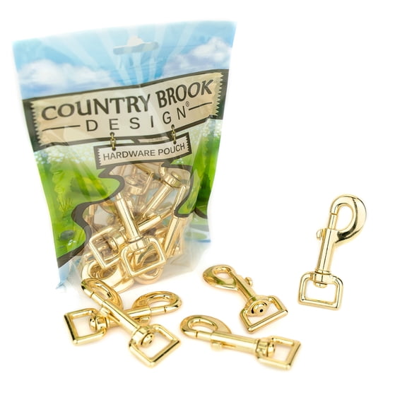 10 - Country Brook Design® 3/4 inch Brass Plated Heavy Swivel Snap Hooks