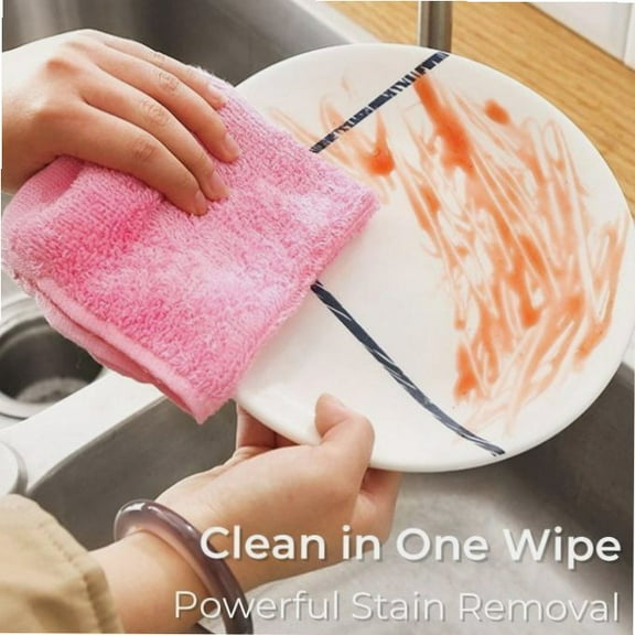 10 Counts Soft Absorbent Microfiber ClothLint-Free Streak-Free Cleaning ClothsReusable and Washable Kitchen RagsBamboo Pulp Fiber Cleaning Towels