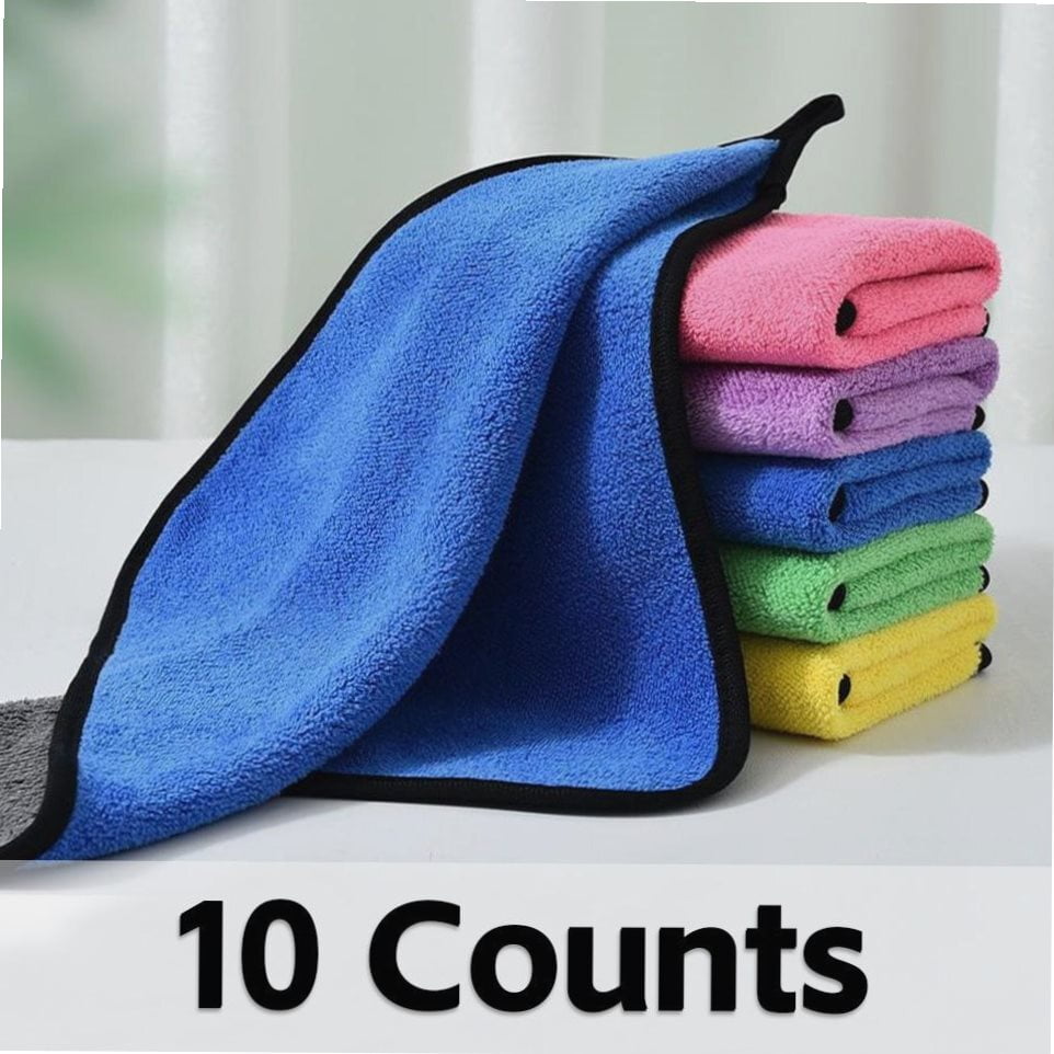10 Counts Thick Cleaning Cloth,Towels for Cars,Rags for Kitchen,Lint Free Microfiber,Polishing Waxing Dry for Cars Absorbent Towel,Rags for House,Random Color