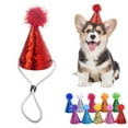 thumbnail image 1 of 10 Counts glitter mini party hat set - Adjustable elastic band mini cone hats, suitable for puppies, plush toys, cupcake decorations (0.9 x 1.9 inches, 10 colours ), 1 of 10