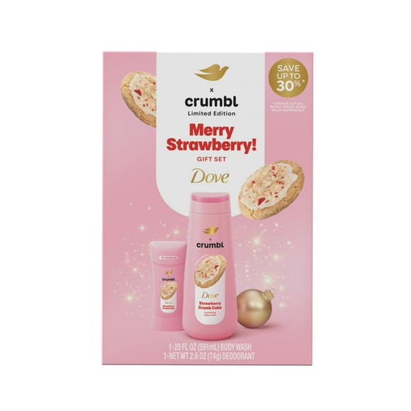 Dove Crumbl Limited Edition Body Care Gift Set Strawberry Crumb Cake, 2 Count