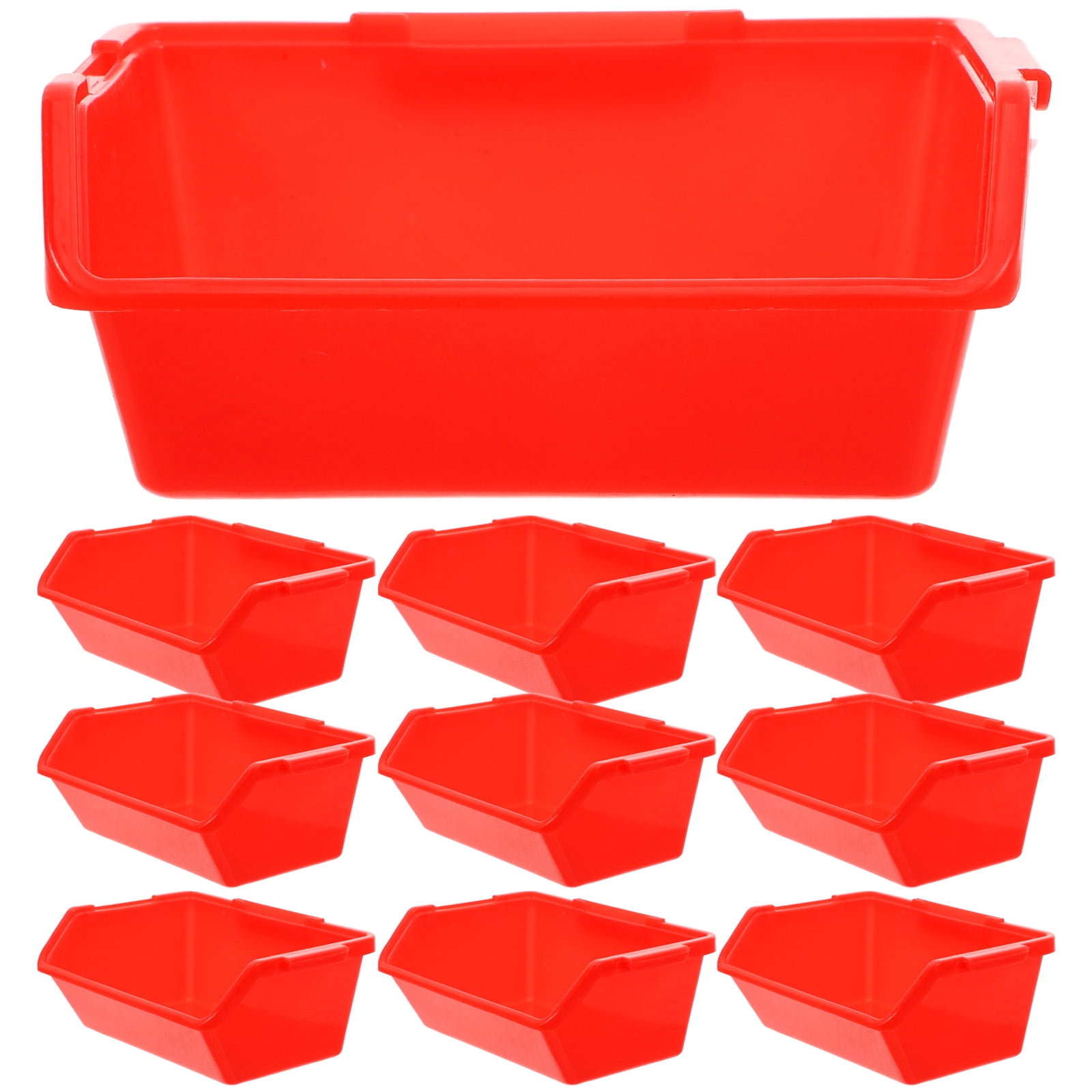 FELTECHELECTR Stackable Red Plastic Storage Container for Components ...