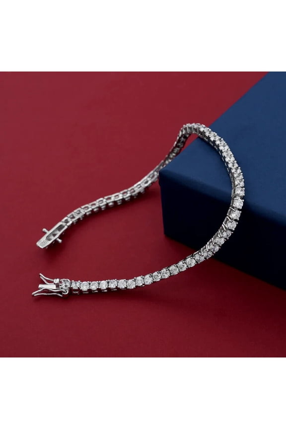 10 Ct Lab-Created Diamond Round Cut Tennis Bracelet 14k White Gold Plated Silver