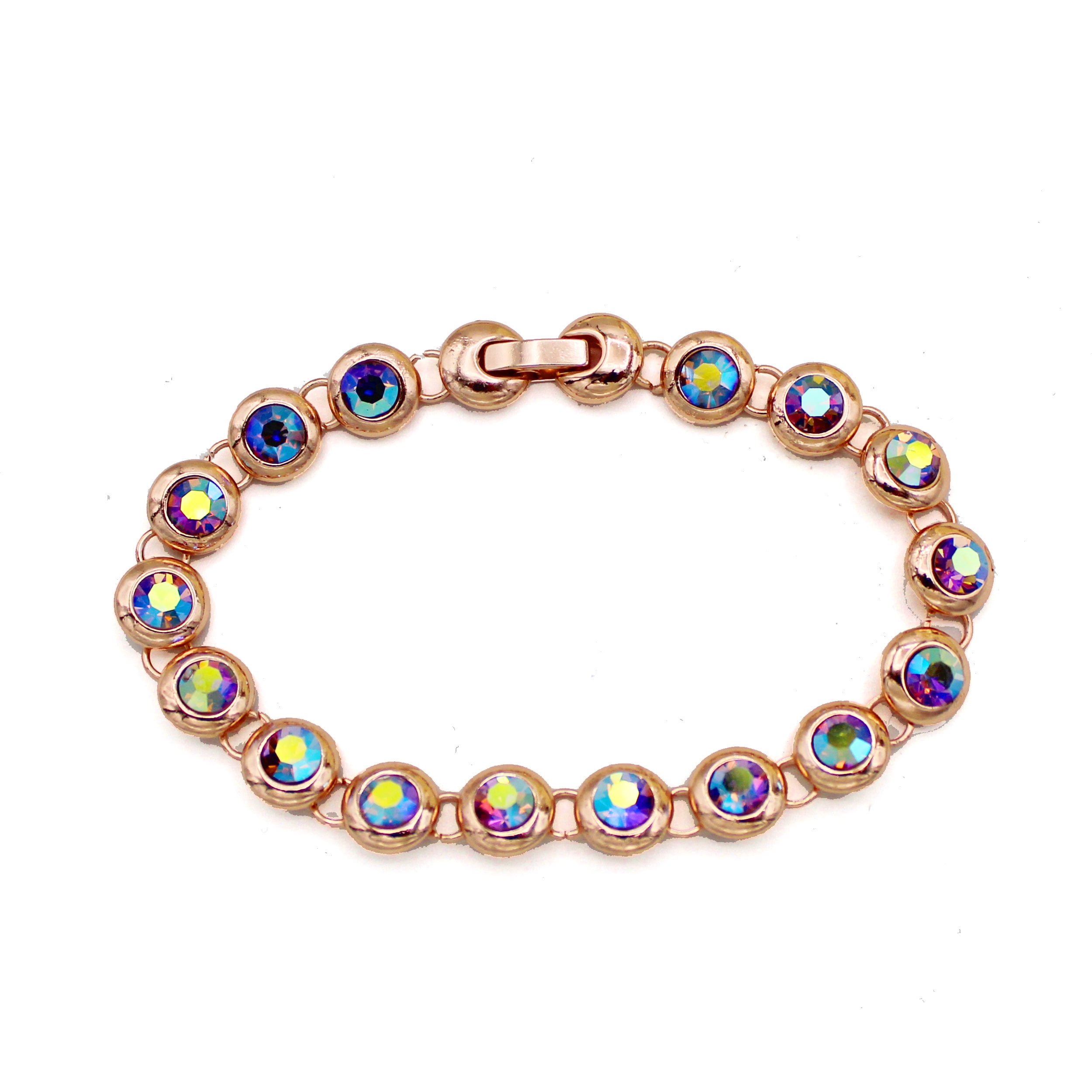 FIFTH AND FINE 10 Cttw Tennis Bracelet Made with Swarovski Crystals in Pink Rose Gold (7.5 Inches )