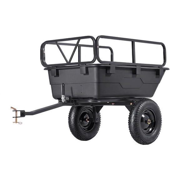 10 Cu. Ft Garden Utility Dump Cart, 500 Lbs Tow Behind Poly Trailer with 16 Inch Tires for Lawn Mower Tractor Atv Utv Yard Waste