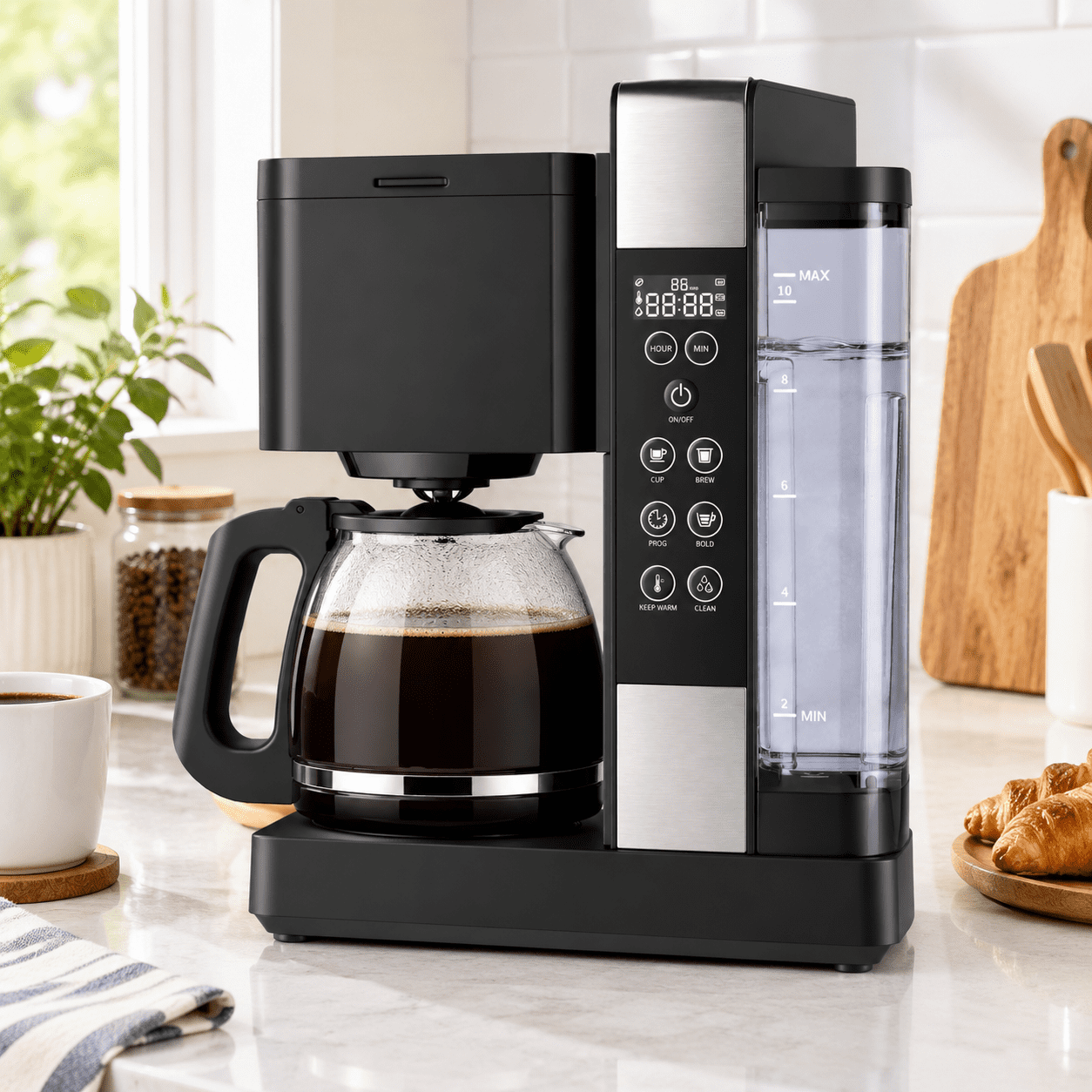 10 Cup Drip Coffee Maker with LED Display, 50oz Removable Tank, 2-10 ...