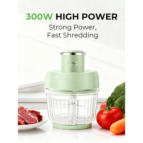 10 Cup,Dual Pot Food Processor Stainless Steel Blades Veggie Chopper for Meal For Kitchen Use, Easy Clean Detachable Design,Light Green