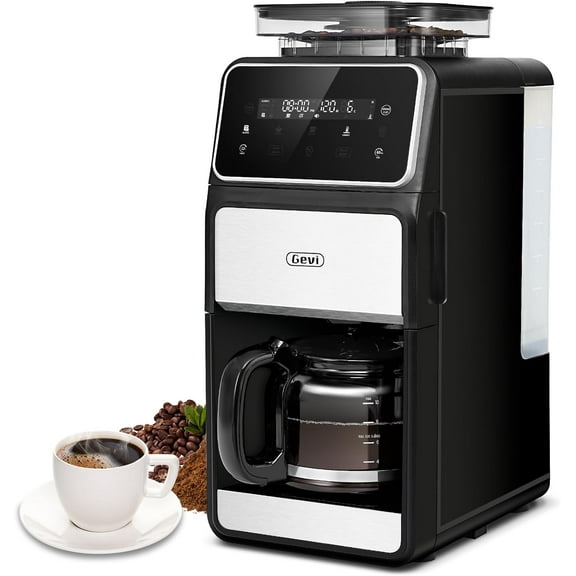 10 - Cup Grind & Brew Coffee Maker with Built - in Burr Grinder  Programmable Touch Screen, 4 - Hour Keep Warm, Permanent Filter, Drip Coffee Machine for Home & Office