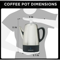 10 Cup Percolator Coffee Pot Electric - Stainless Steel Coffee Percolator with Keep Warm Function for Home or Office