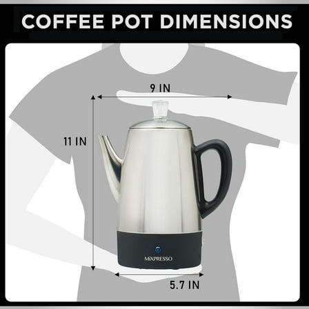 10 Cup Percolator Coffee Pot Electric - Stainless Steel Coffee Percolator with Keep Warm Function for Home or Office