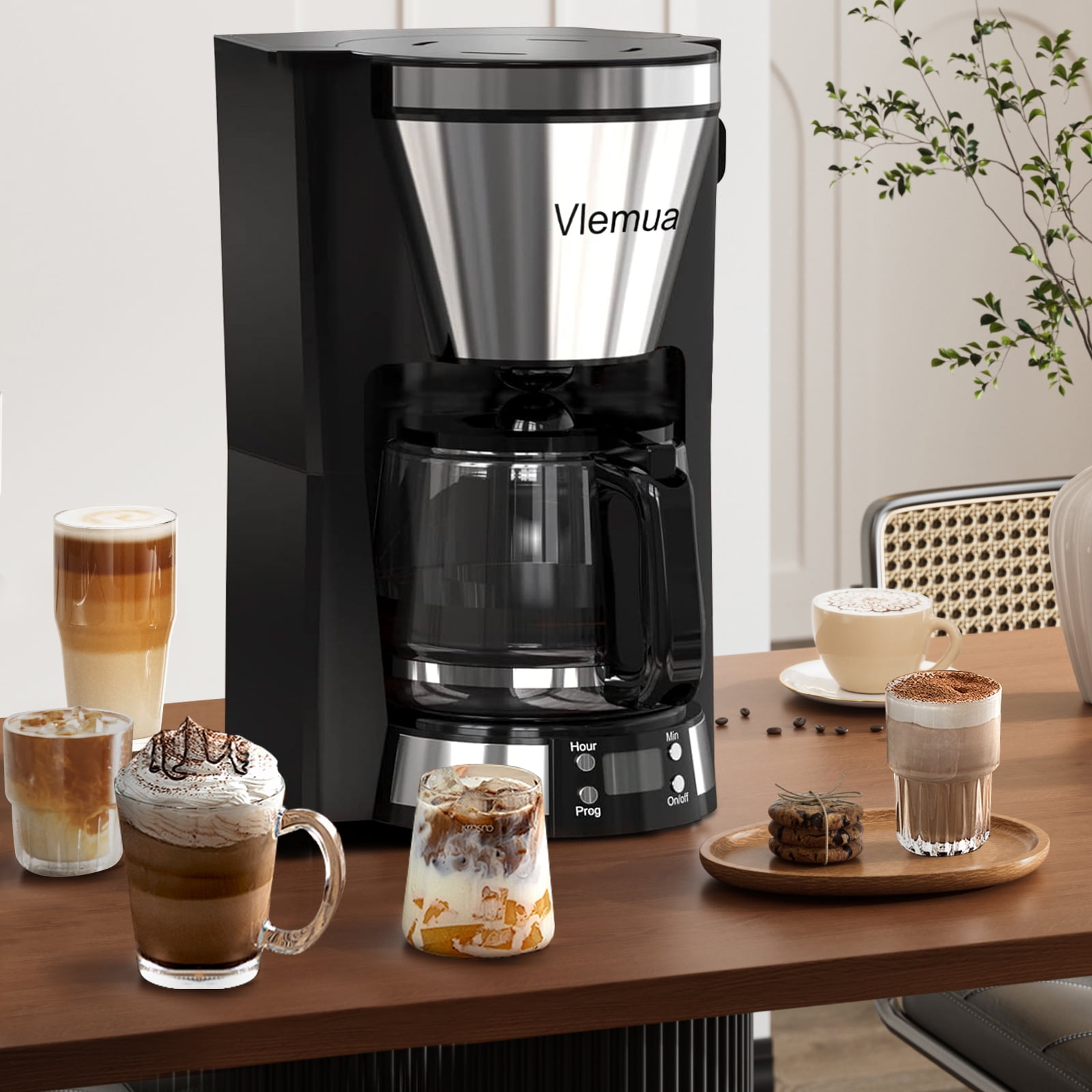 10Cup Programmable Coffee Maker, Quick Brew Coffee Machine with Anti