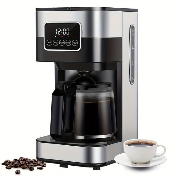 10-Cup Programmable Drip Coffee Maker - Black Stainless Steel with Touch-Screen & Pause & Serve Function | Home Office Coffee Brewing