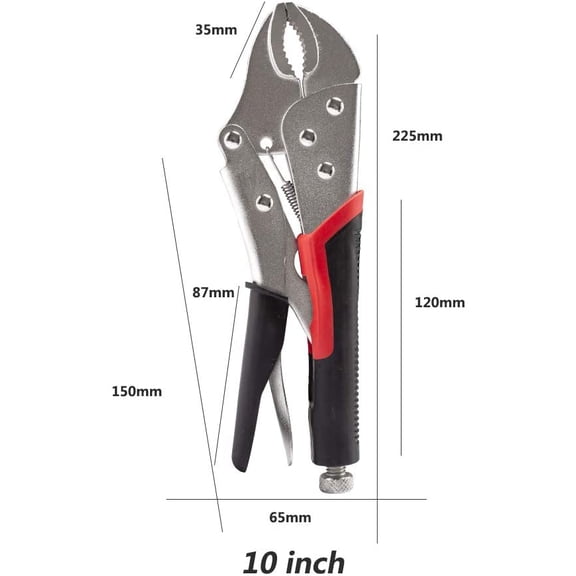 10" Curved Jaw Locking Plier Set, Chrome-vanadium Steel, Fast Release for Home & Workshop Use